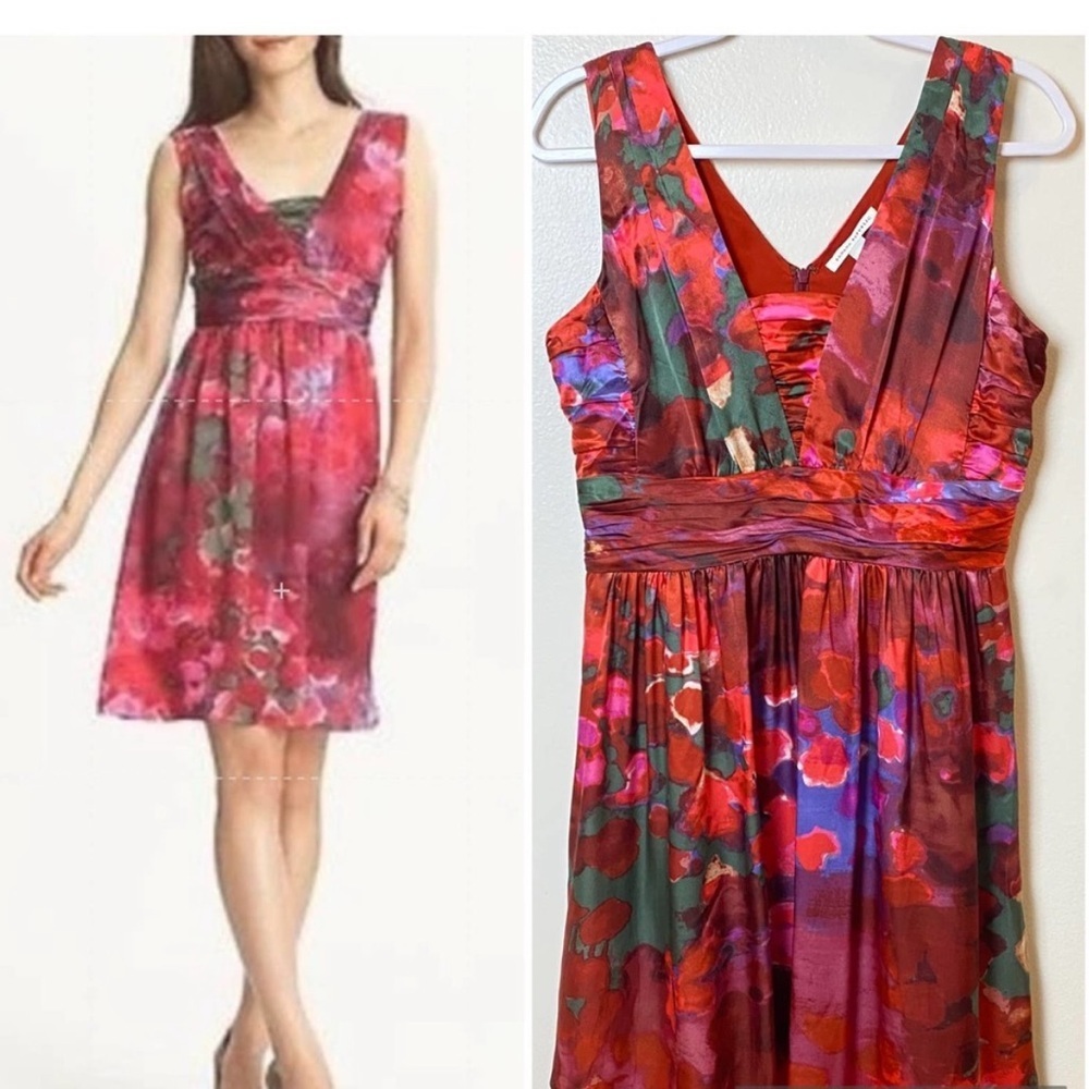 Banana Republic 100% Silk Watercolor Floral Dress Size 6